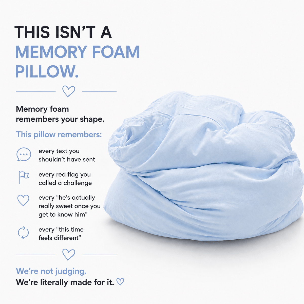Blue His Chance powder blue breakup pillow lifestyle and soft shape