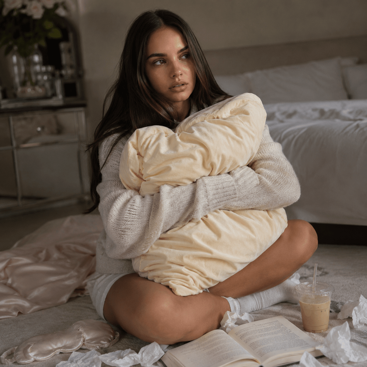 Sunny But Still Mad soft yellow breakup pillow lifestyle and soft shape