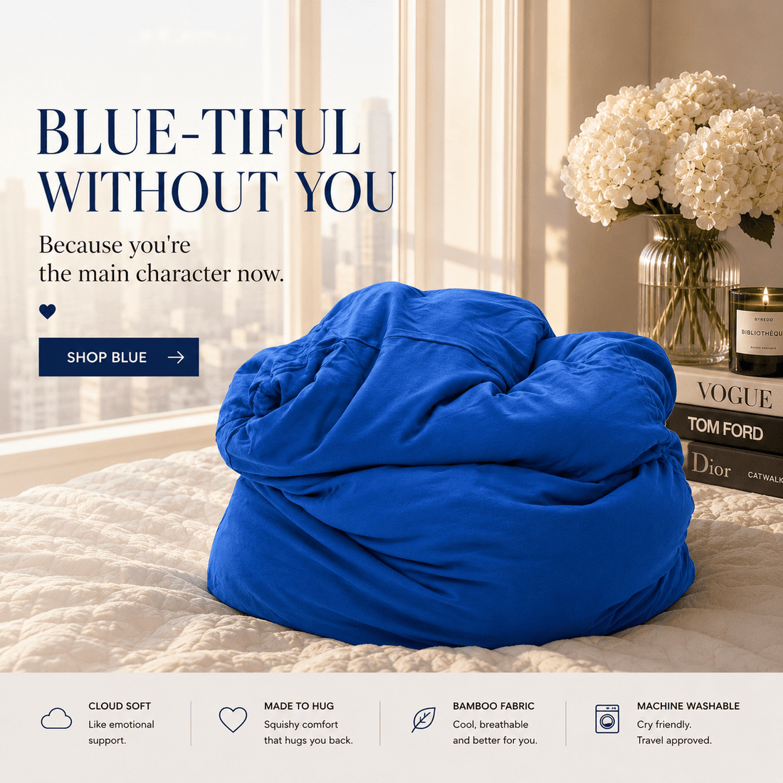 Blue His Chance breakup pillow — best dorm pillow for college girls 2026, premium college room decor