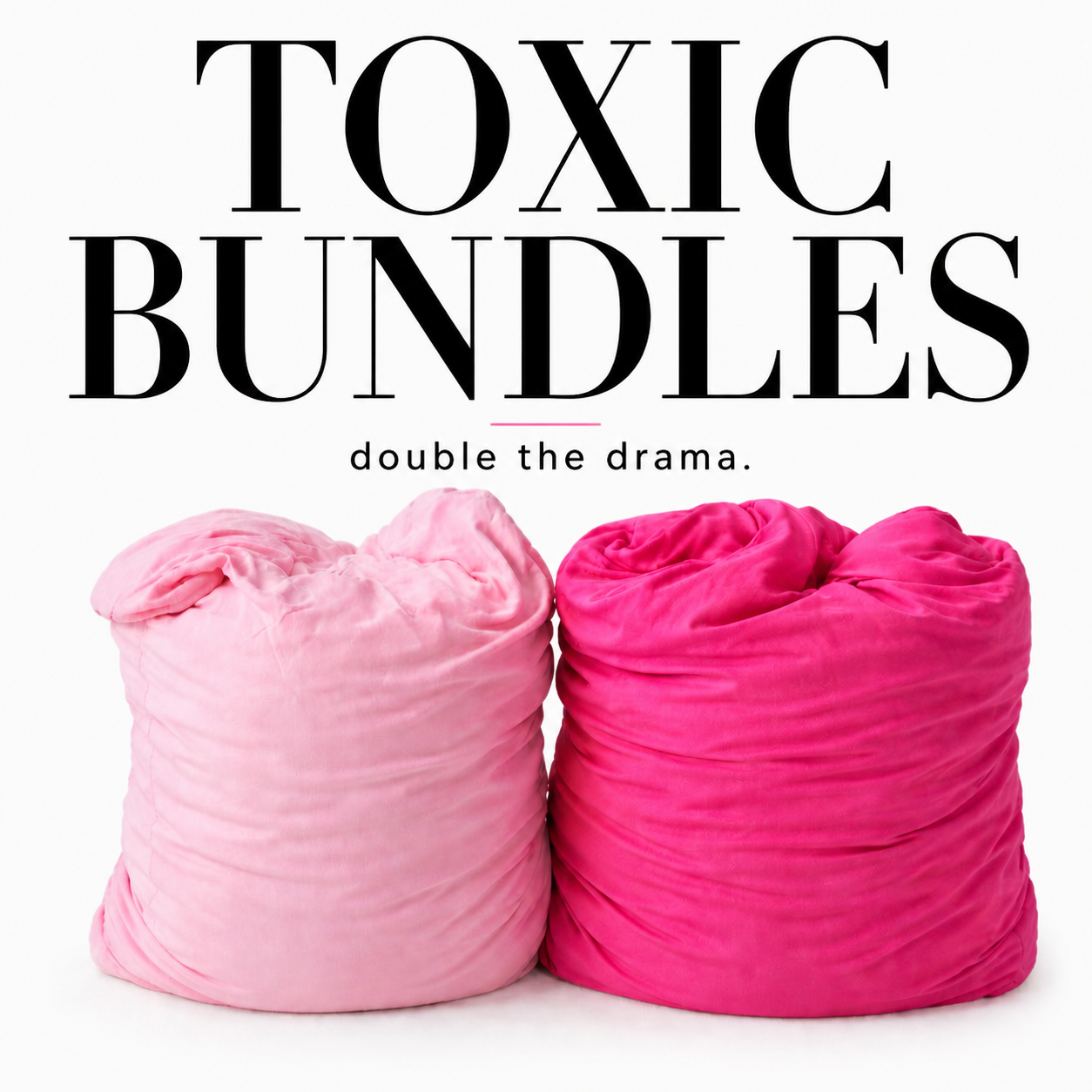 Toxic bundles breakup pillow set in pink and hot pink bamboo fabric, soft squishy cloud pillows for breakup gifts, self care and viral petty aesthetic comfort