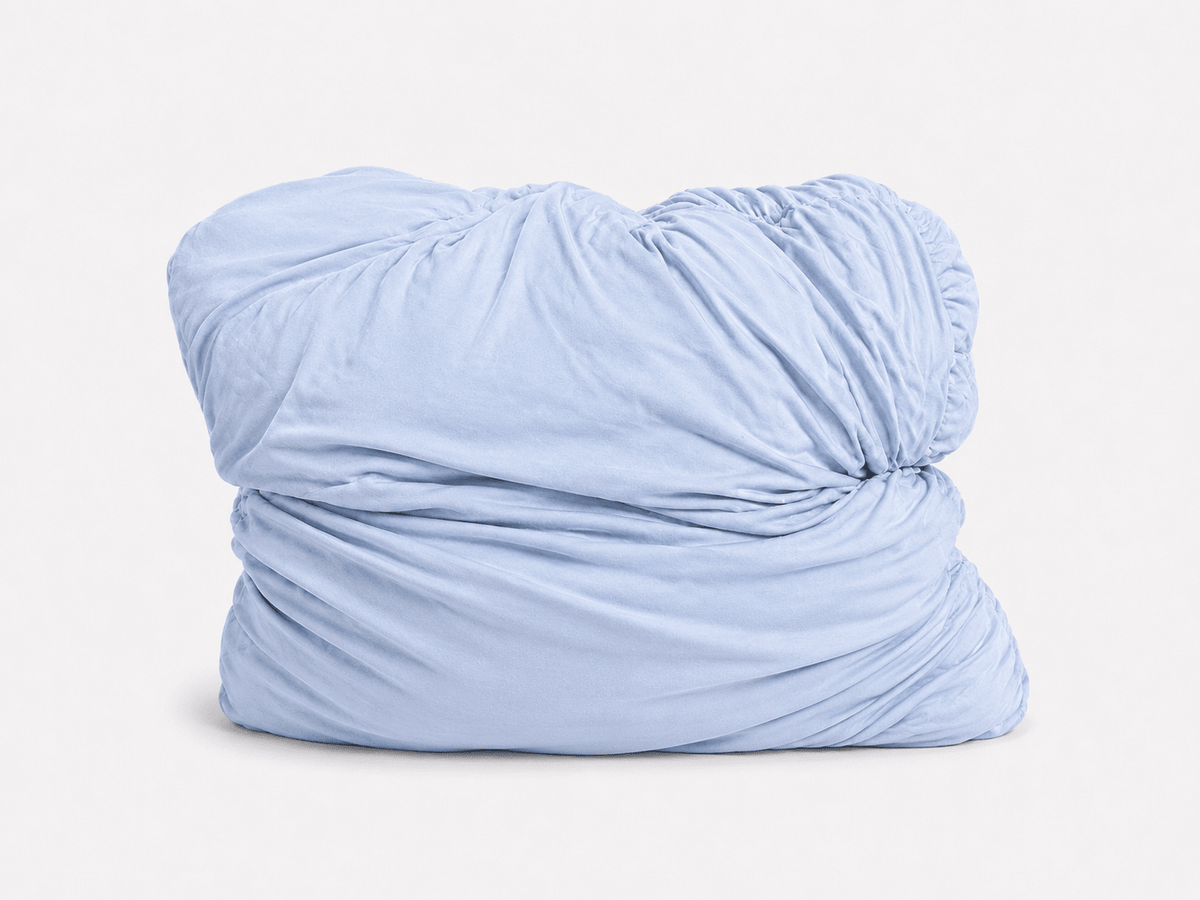 Blue His Chance powder blue breakup pillow – soft bamboo viscose cuddle pillow, breakup gift for her by The Breakup Pillow