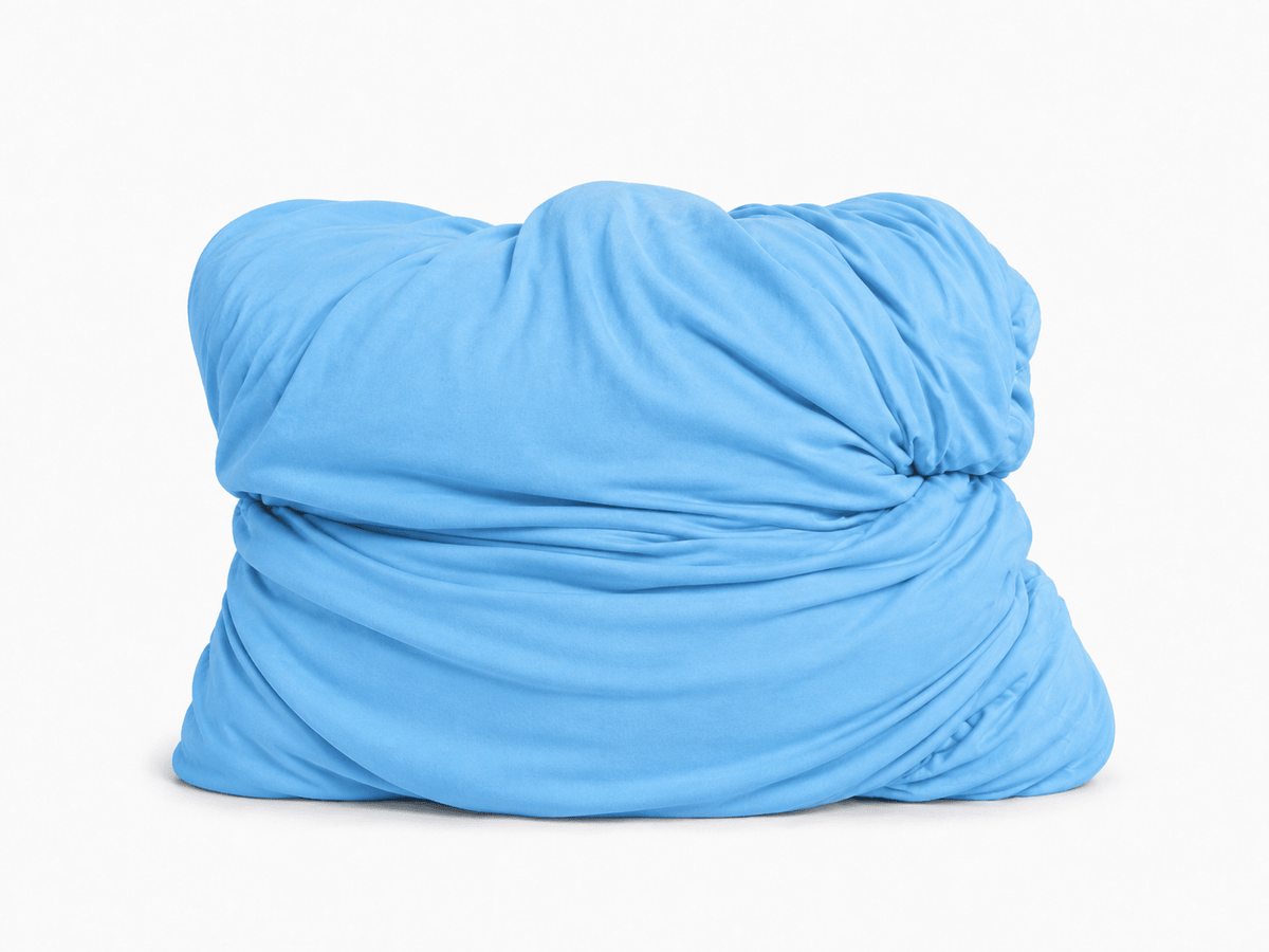 Crying In Couture blue breakup pillow – soft bamboo viscose cuddle pillow, breakup gift for her by The Breakup Pillow