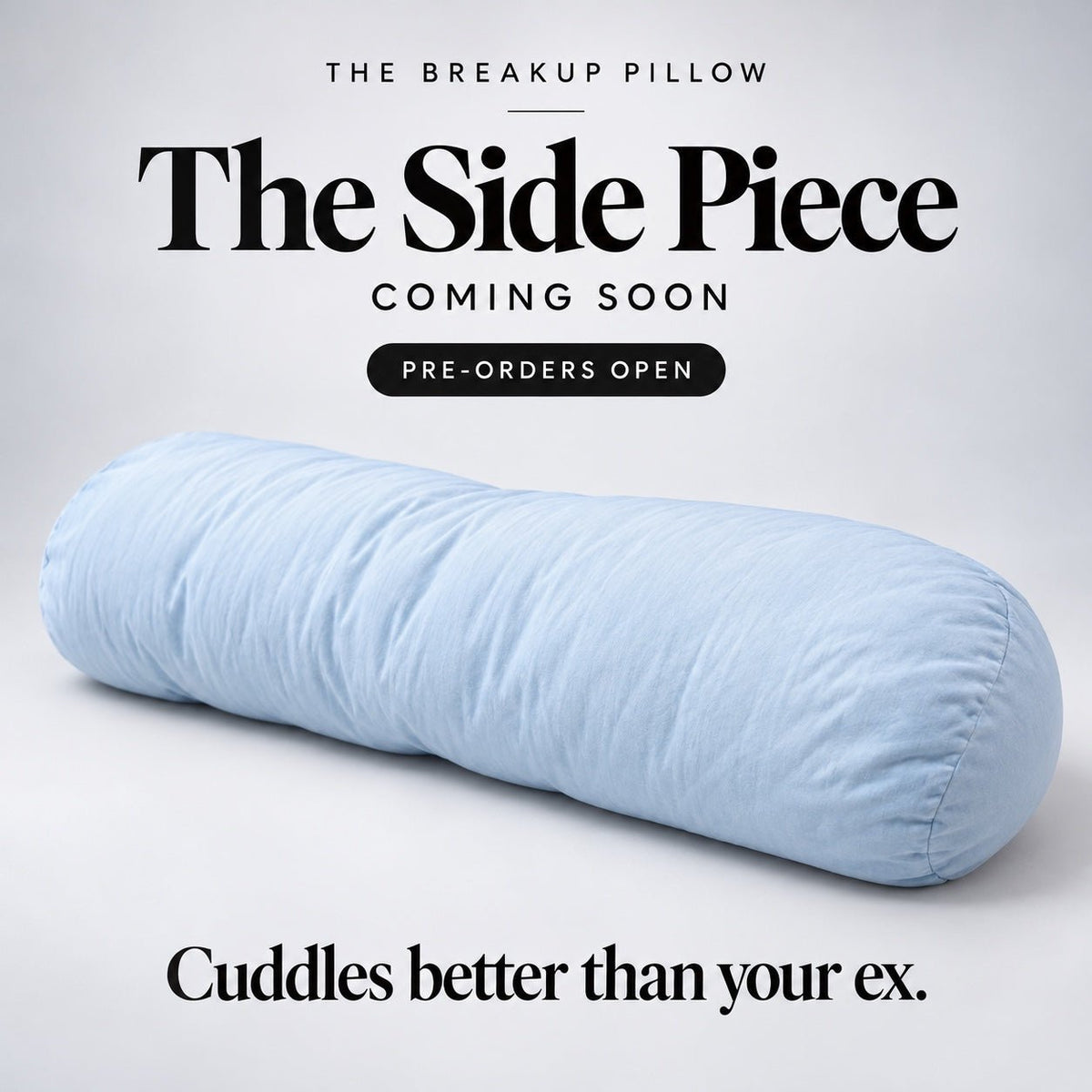 The Side Piece long cuddle pillow in Blue His Chance powder blue