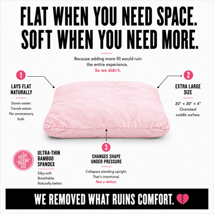 Post-Cry Pretty pink Breakup Pillow product image with soft underfilled bamboo-viscose cover