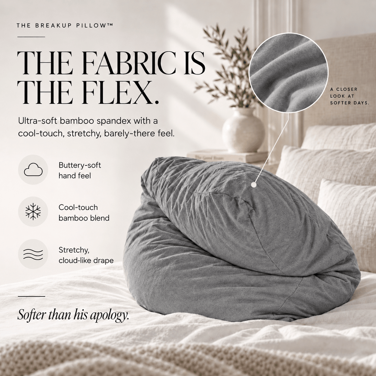 Shady AF Mini 16-inch heather-gray travel-size squishy cuddle pillow