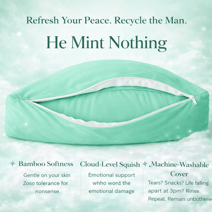 He Mint Nothing mint green breakup pillow — bamboo viscose comfort pillow by The Breakup Pillow