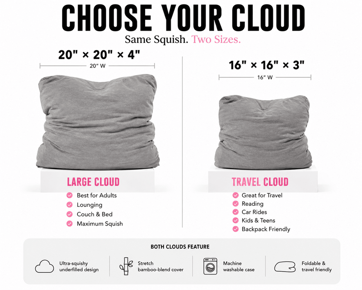 Shady AF Mini heather gray pillow texture and compressible feel
