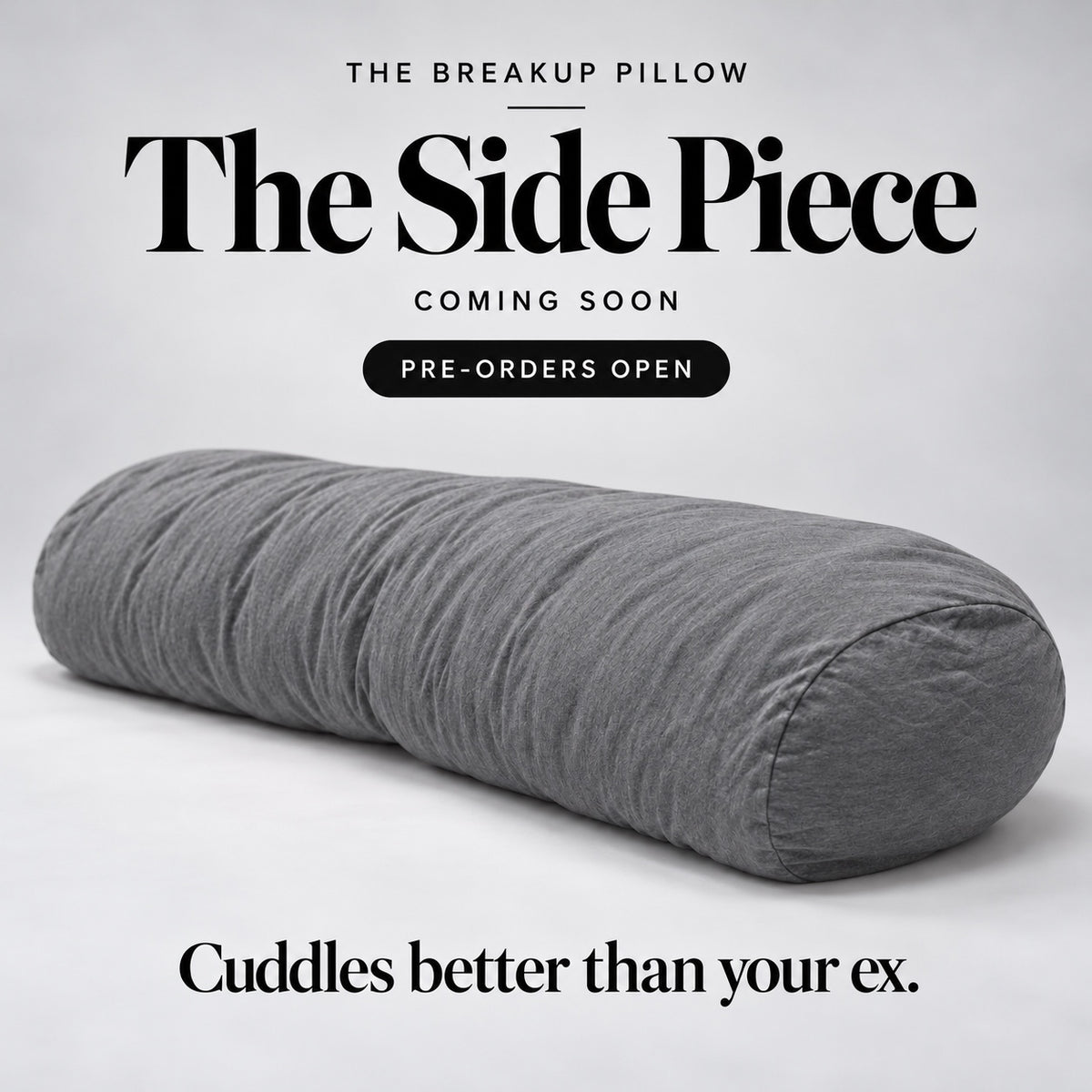 The Side Piece long cuddle pillow in Shady AF heather gray