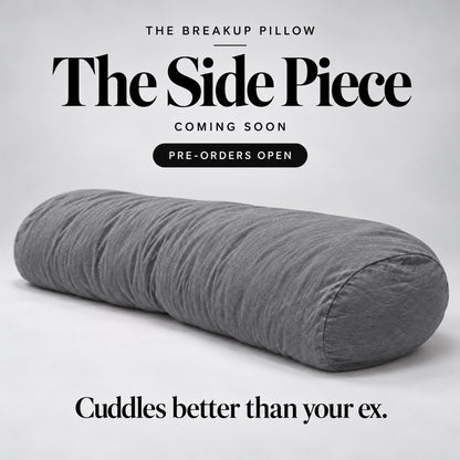 The Side Piece long cuddle pillow in Shady AF heather gray