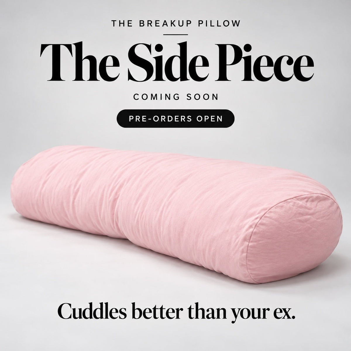 The Side Piece long cuddle pillow in Post-Cry Pretty pink