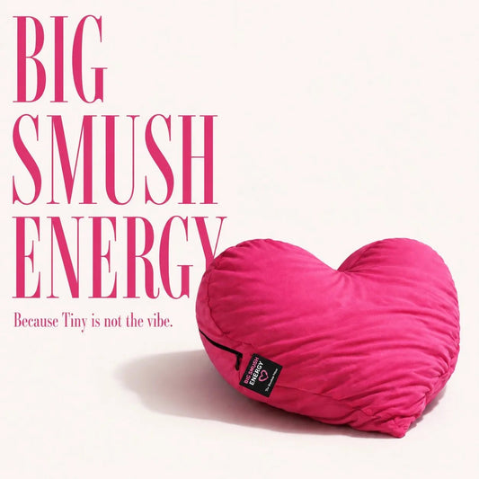 Big Smush Energy oversized pink heart bamboo breakup pillow — 33-inch XL emotional support pillow, stupidly big comfort by The Breakup Pillow™
