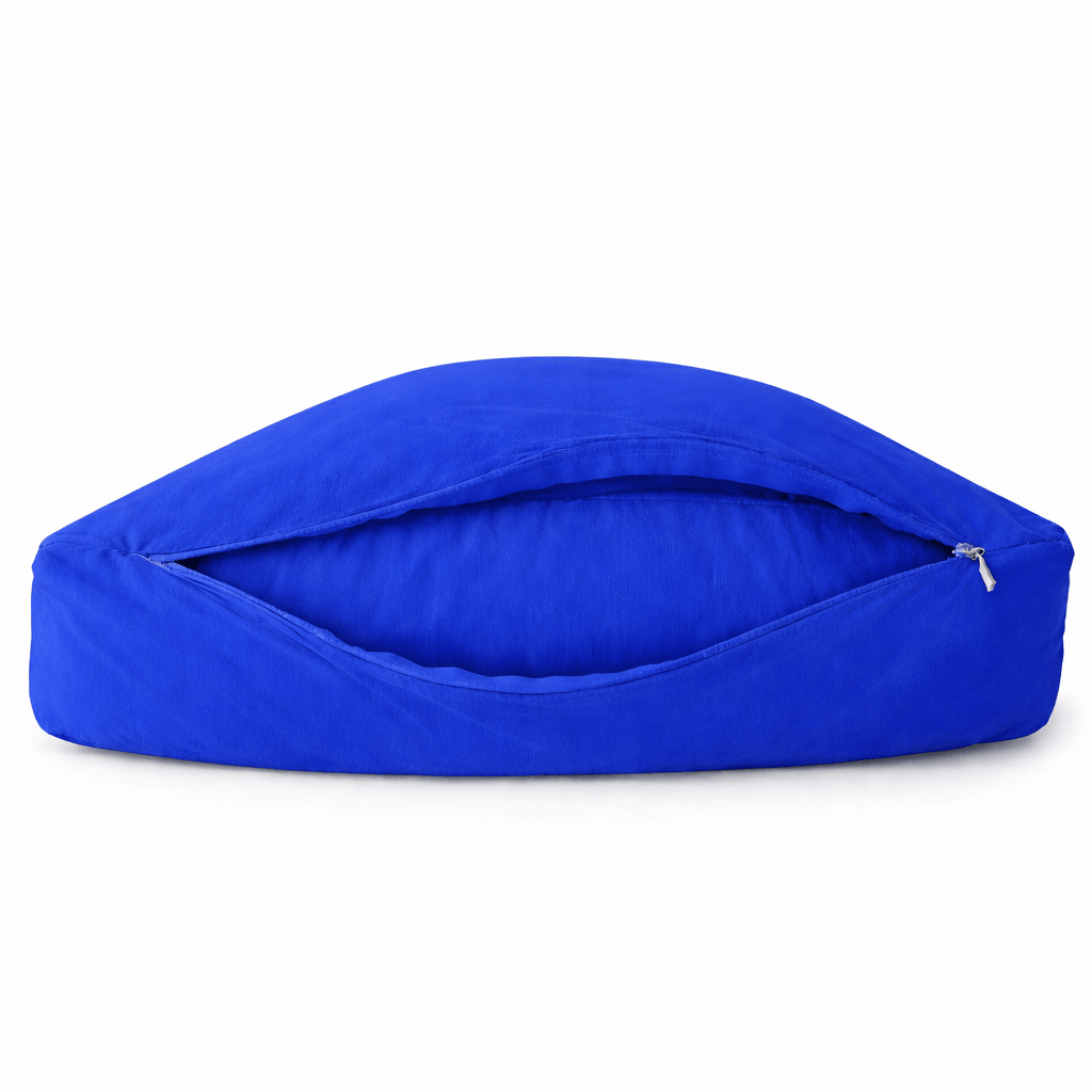 Hidden zipper detail on the Blue-Tiful Without You bamboo breakup pillow with removable, washable cover.
