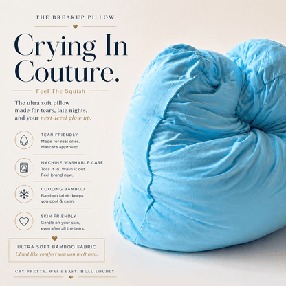 Blue breakup pillow with features – breakup and divorce gift for her, bamboo cuddle pillow by The Breakup Pillow