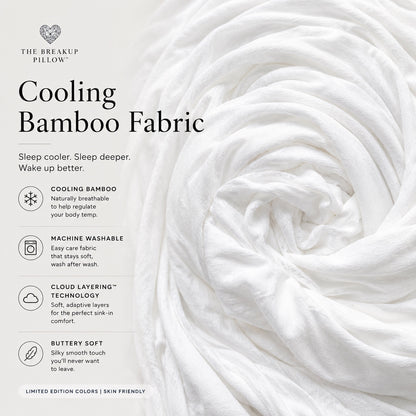 White Lies breakup pillow viscose from bamboo fabric detail – cooling soft cover by The Breakup Pillow