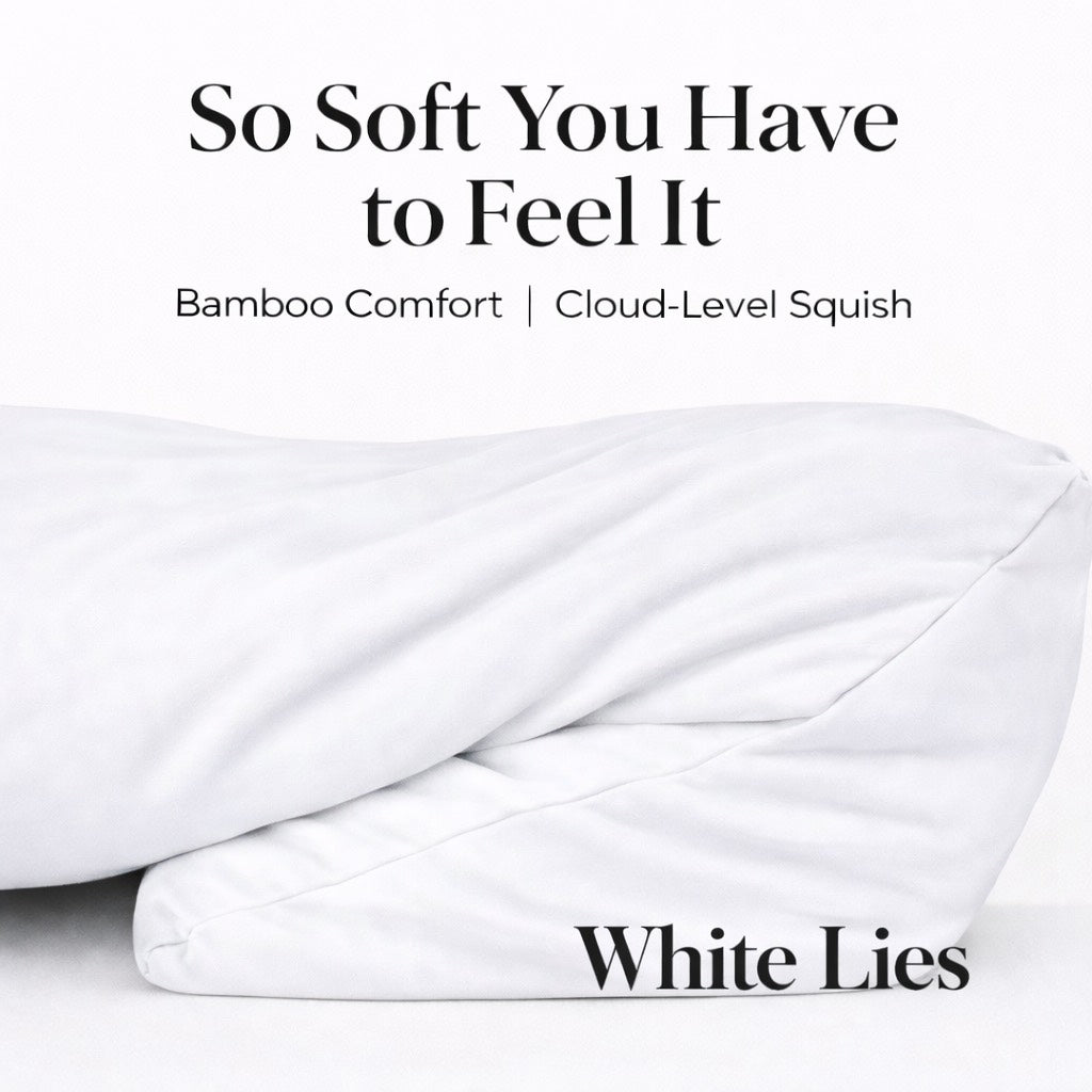 closeup image of white bamboo fabric of breakup pillow.