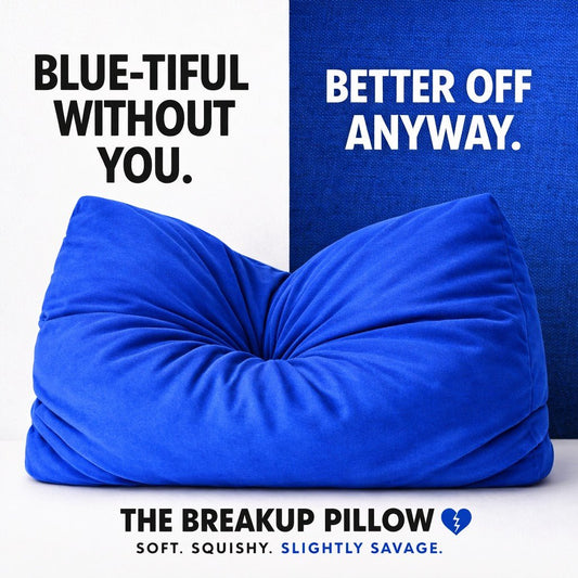Soft cobalt blue square breakup pillow offering cooling comfort and confident energy.