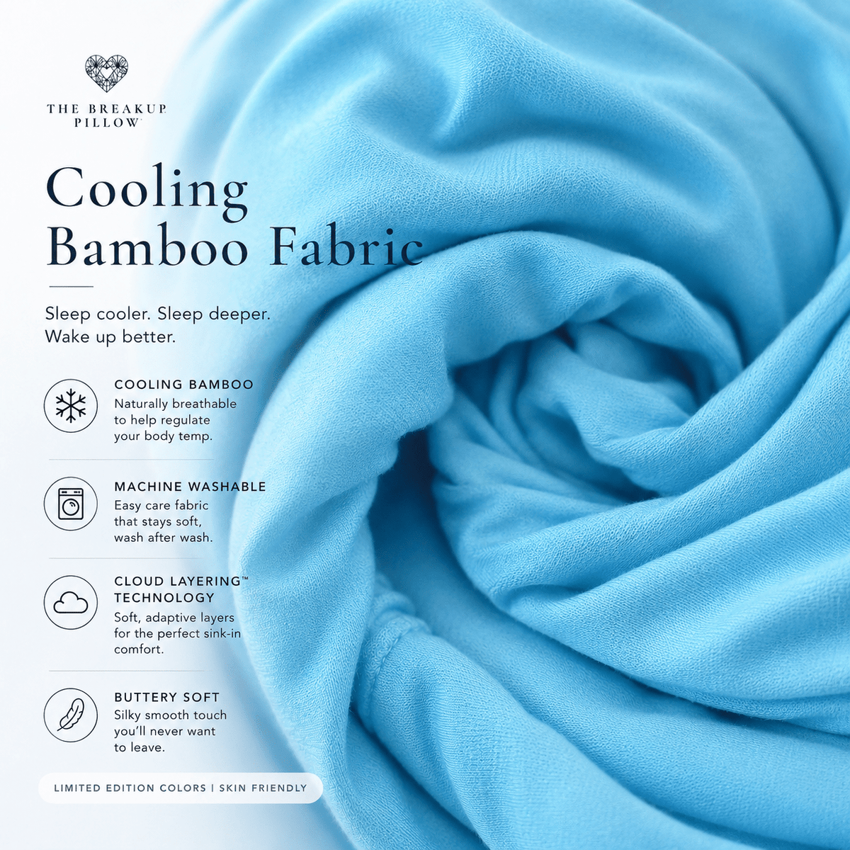 Close-up of the cooling bamboo viscose fabric used in Petty Pillowcase covers by The Breakup Pillow