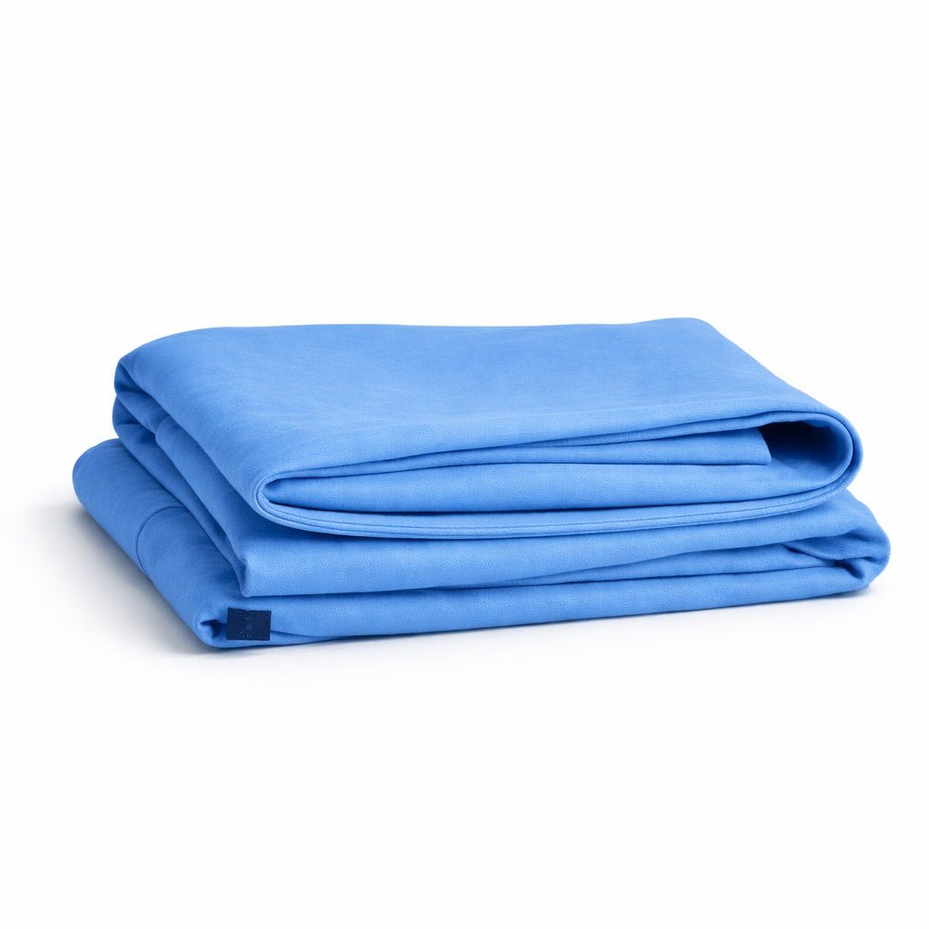 folded blue pillowcase cover made from cooling rayon fabric.