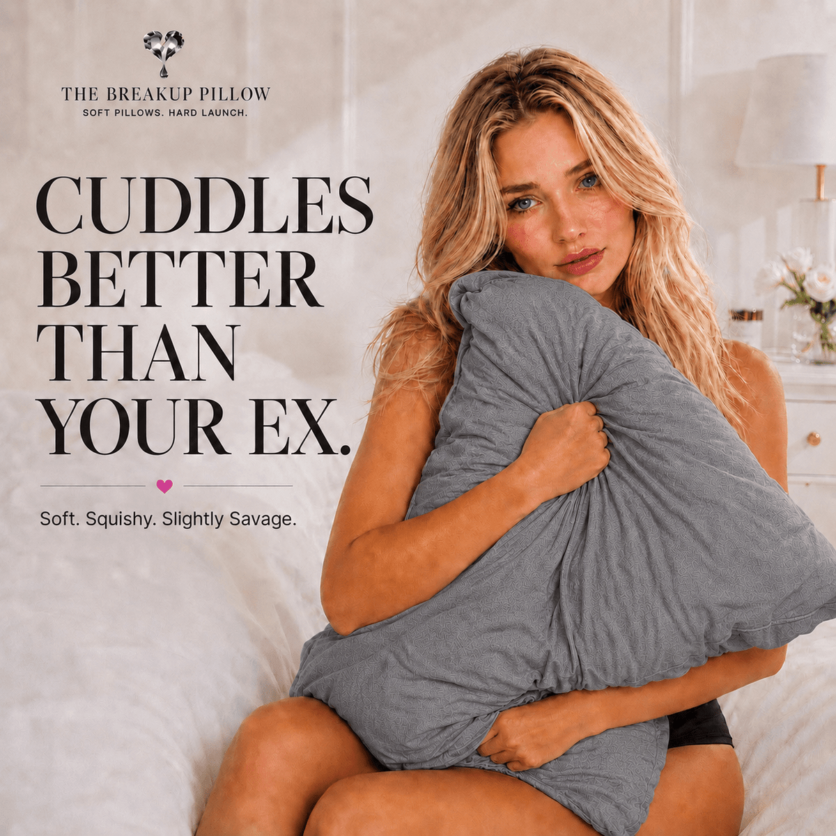 Shady AF heather grey breakup pillow lifestyle and soft shape