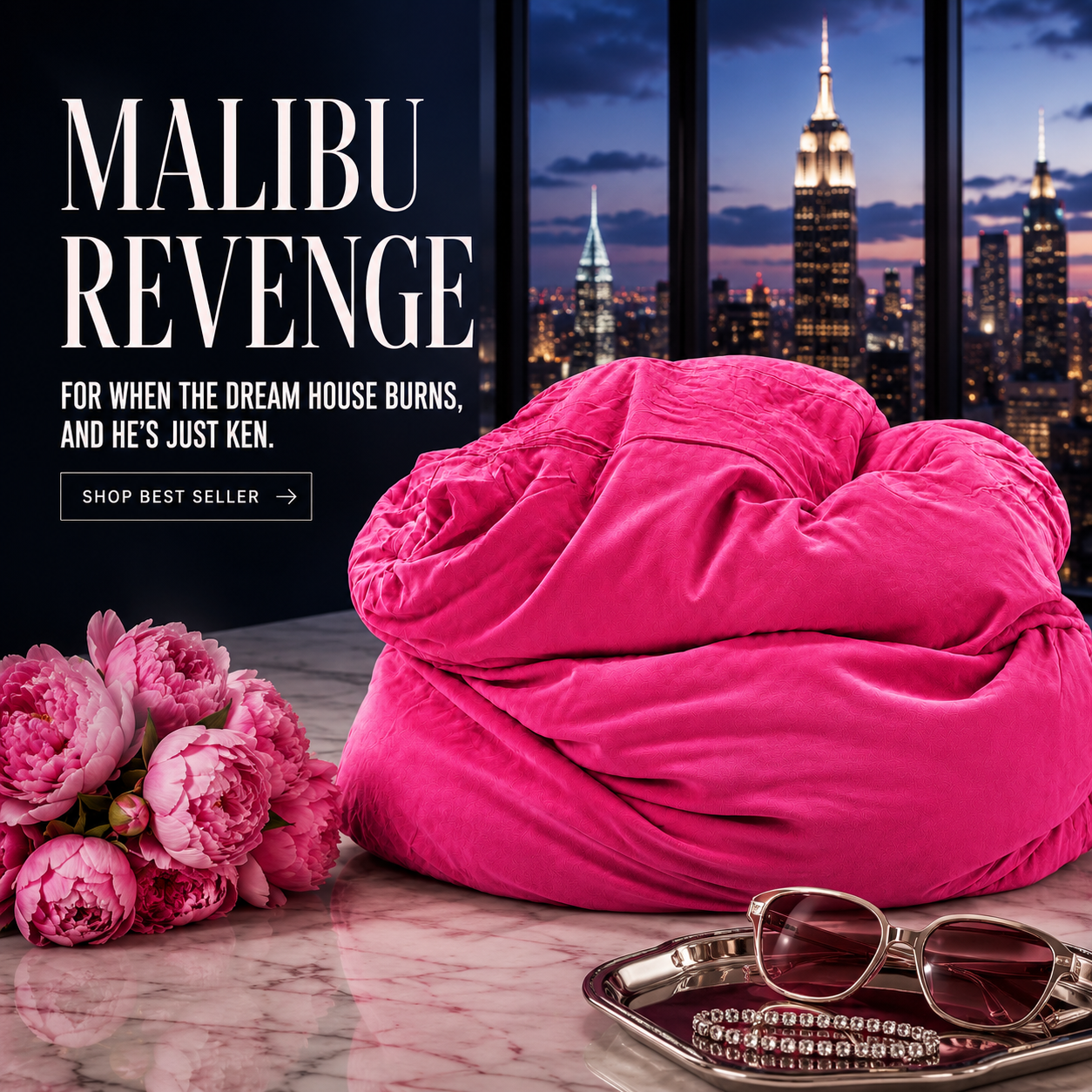 Malibu Revenge — Hot Pink Breakup Pillow
