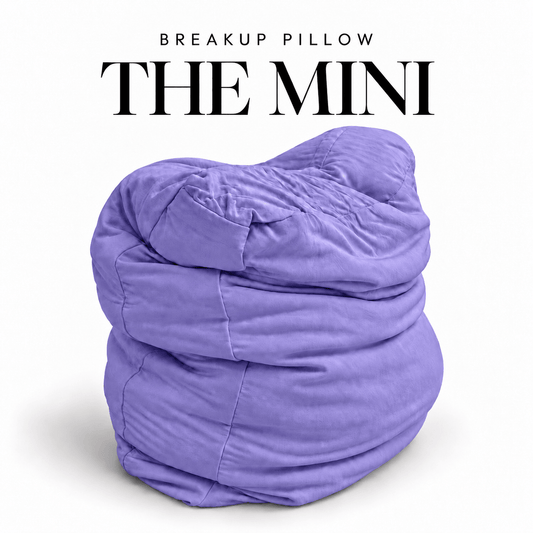 Violet Tendencies Mini Breakup Pillow in violet purple, 16 x 16 x 3 soft slouched travel pillow on a white background