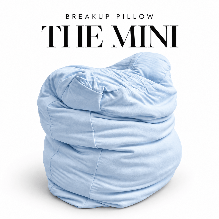 Blue His Chance Mini 16-inch powder-blue squishy cuddle pillow from The Breakup Pillow