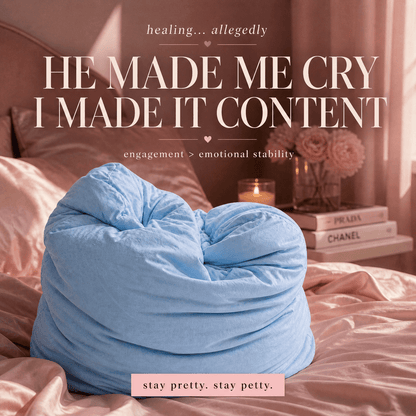 Oversized blue dorm pillow on a bed – luxury dorm decor for college girls, bamboo breakup pillow by The Breakup Pillow