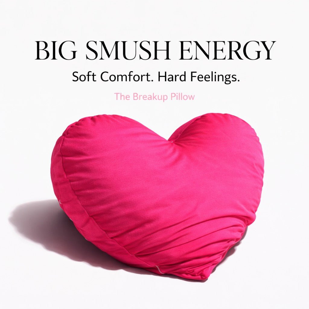 Plush hot pink bamboo heart pillow large enough for hugging comfort during breakup recovery