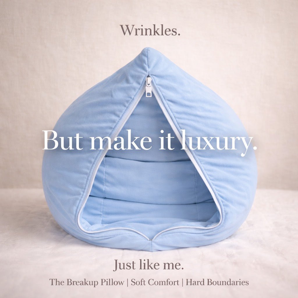 light blue breakup pill that says wrinkles but make it luxury