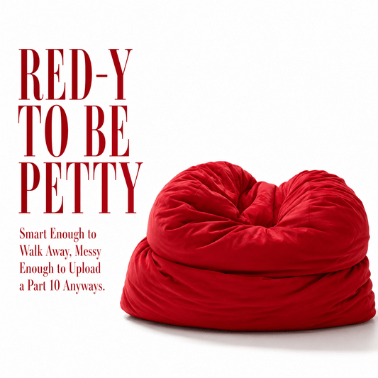 Red soft breakup pillow with humorous text on a white background