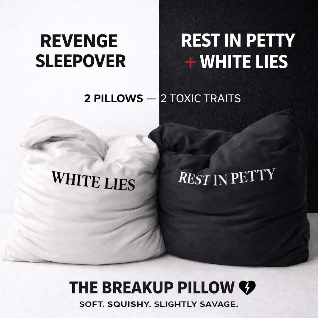 Revenge Sleepover Bundle breakup pillows set white and black bamboo soft squishy 20x20 cloud fill luxury comfort pillows for sleepover and emotional support