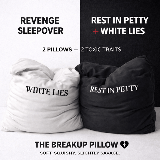 Revenge Sleepover Bundle breakup pillows set white and black bamboo soft squishy 20x20 cloud fill luxury comfort pillows for sleepover and emotional support