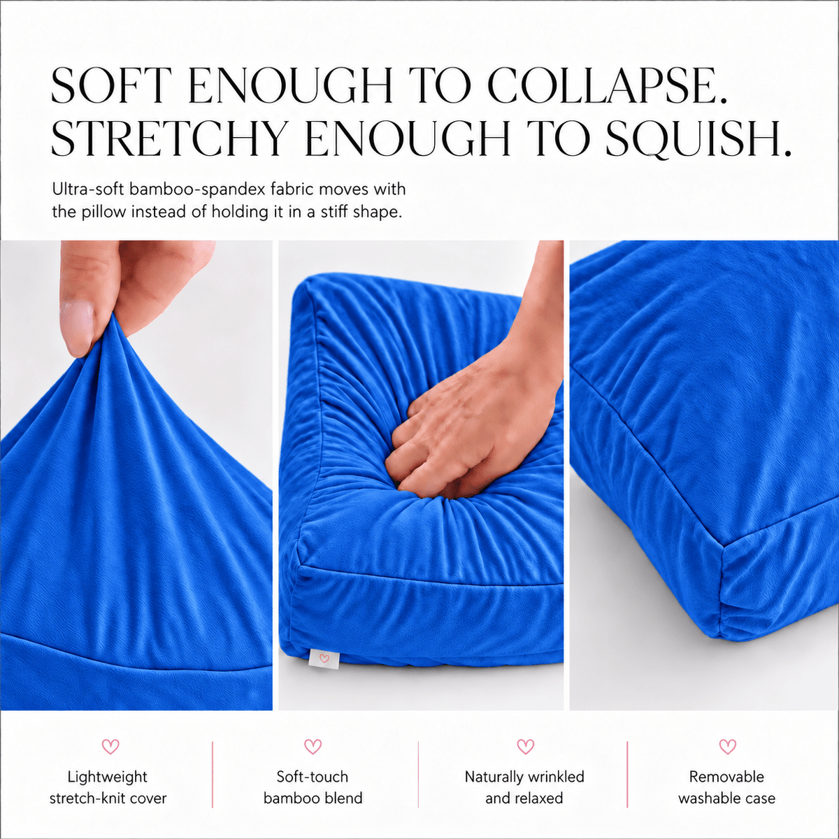 Royal But Not Loyal royal blue Mini Breakup Pillow fabric detail, viscose from bamboo and spandex stretch cover