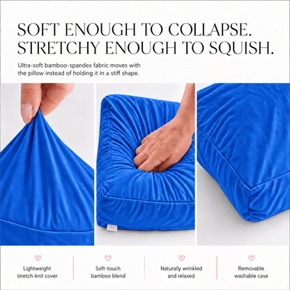 Royal But Not Loyal royal blue Mini Breakup Pillow fabric detail, viscose from bamboo and spandex stretch cover