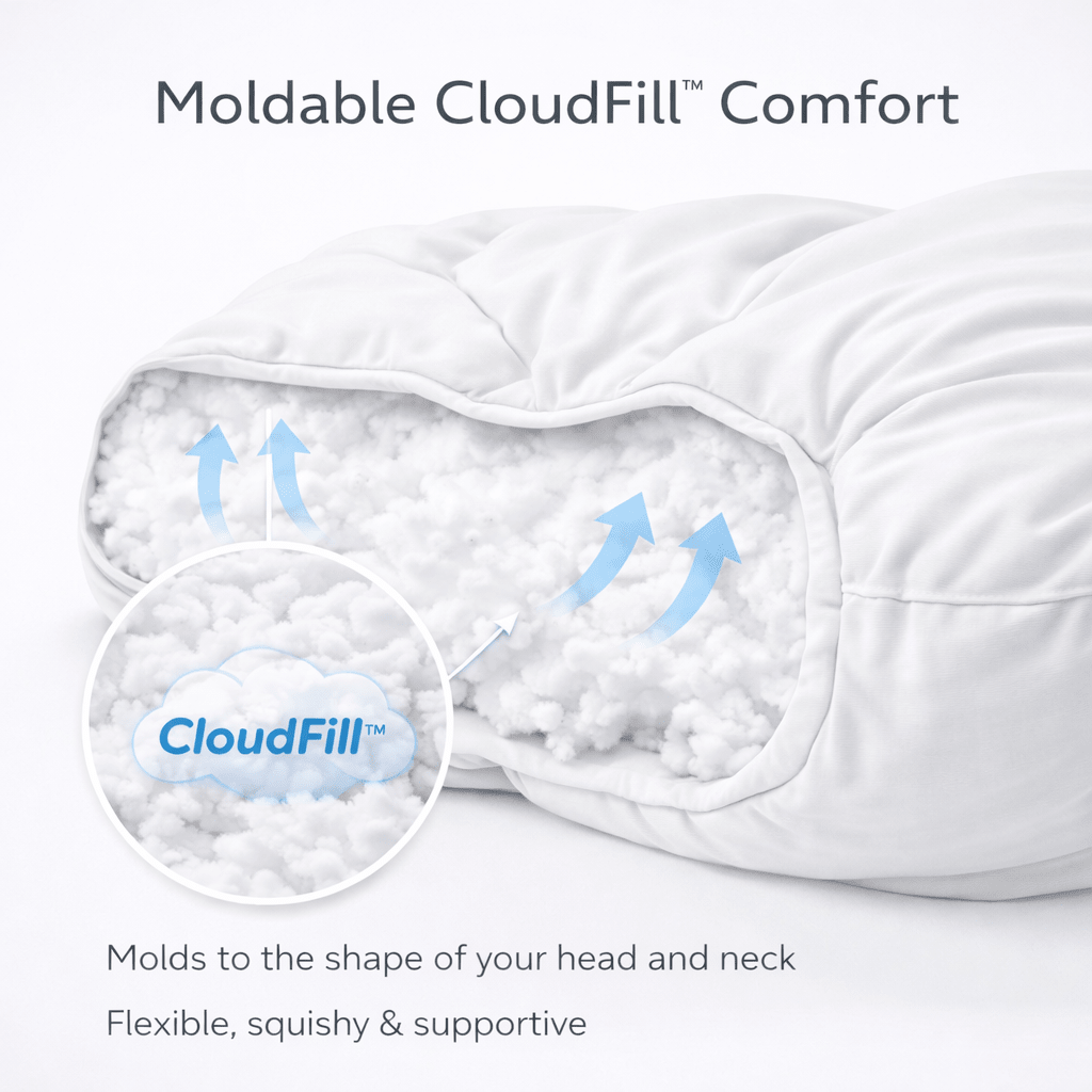 Breakup pillow for men in white — Bare Minimum Energy fabric product photo
