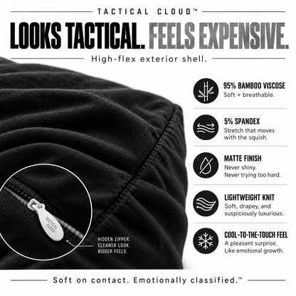 Tactical Cloud black 95 percent bamboo viscose and 5 percent spandex stretch fabric closeup