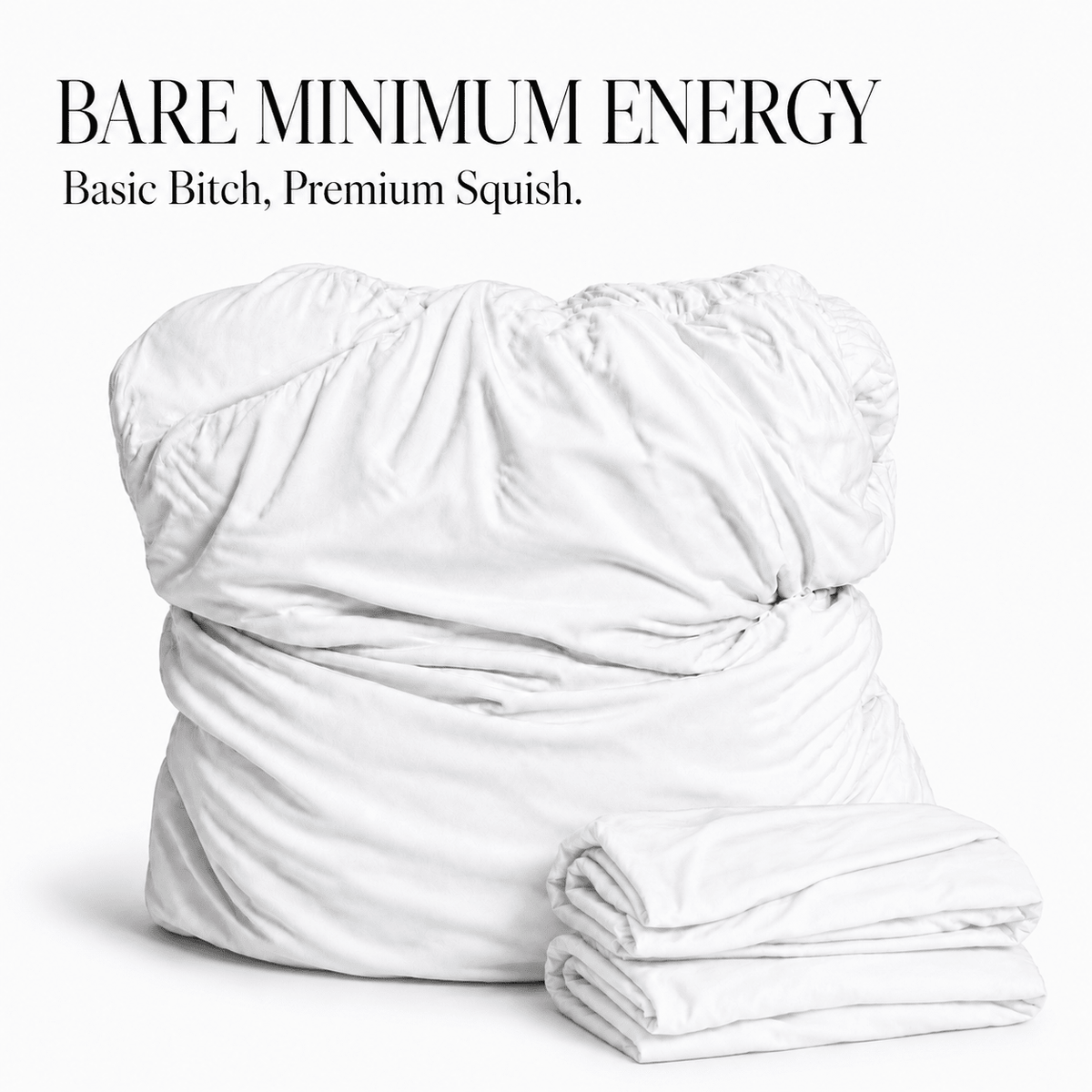 Bare Minimum Energy white breakup pillow – soft bamboo cuddle pillow for guys by The Breakup Pillow
